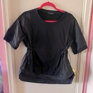 Black T-shirt with Panels and Cinch-able Waist